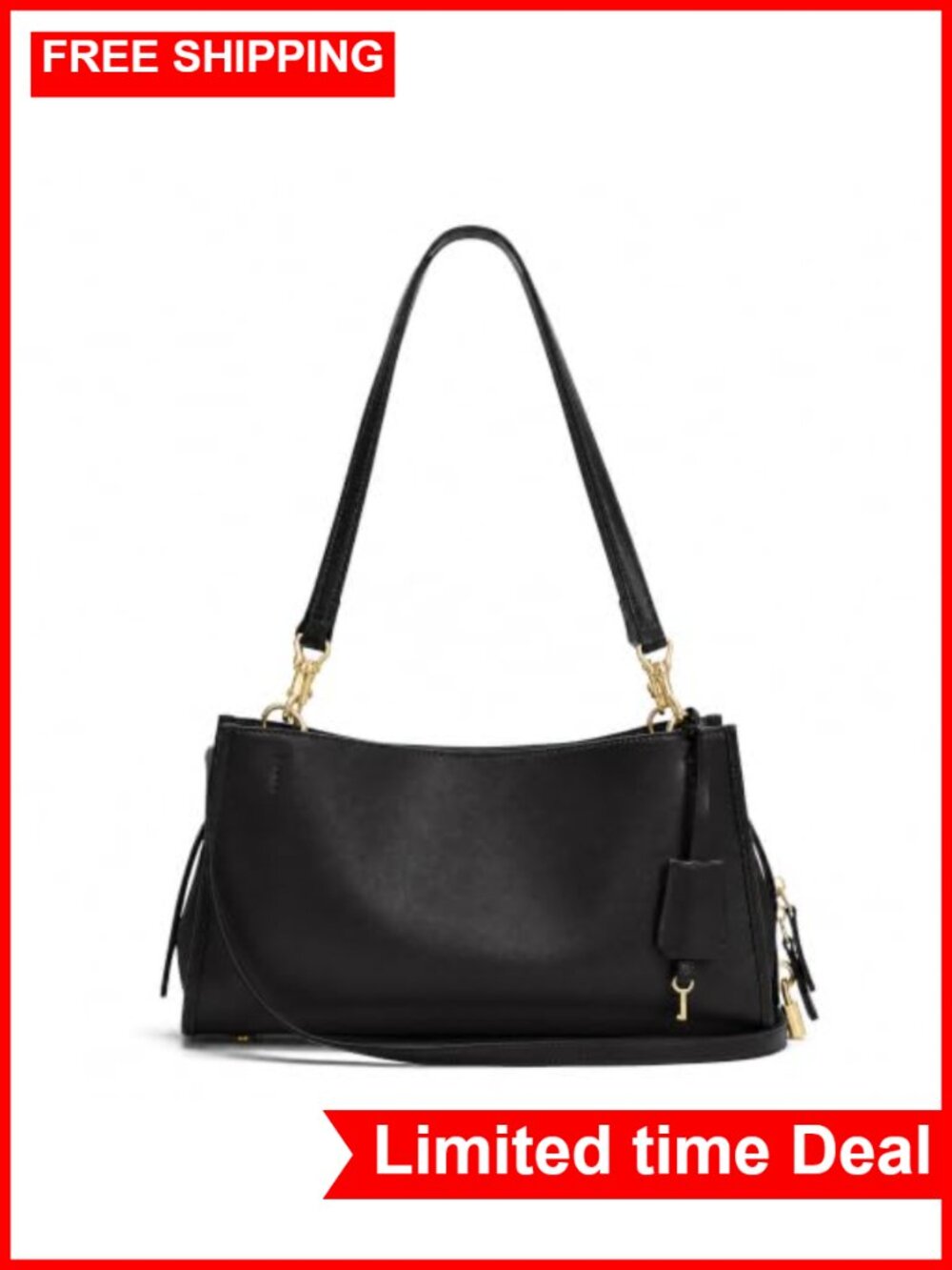 Vintage PU Leather Shoulder Bag, Triple Compartment Hobo Tote with Lock,